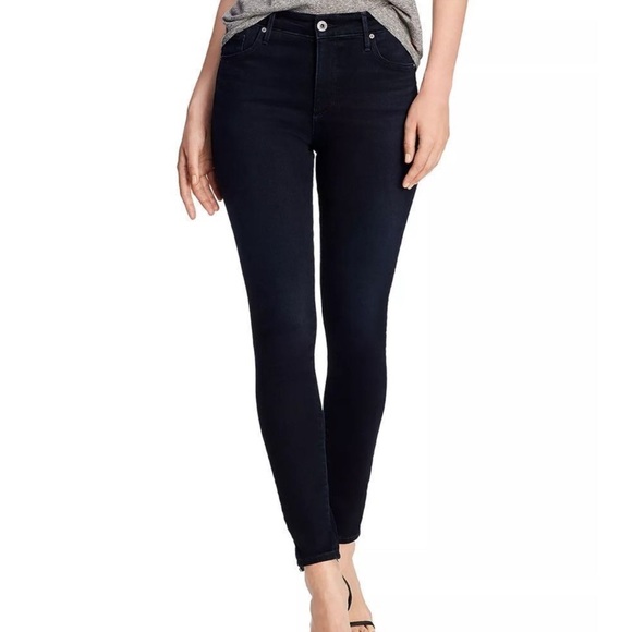 Ag Adriano Goldschmied Denim - Ag Adriano Goldschmied Black Farrah Ankle High Rise Skinny Jeans